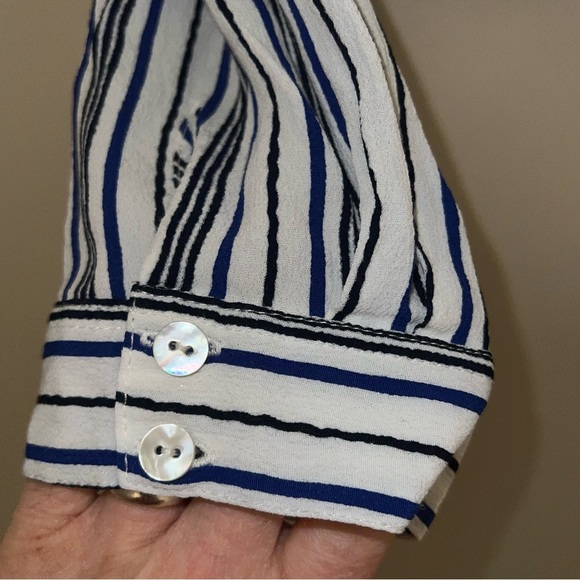 Cleobella Long Sleeve Striped Smocked Boho Peasant Brunch Top Festival Sz Small - Picture 6 of 12